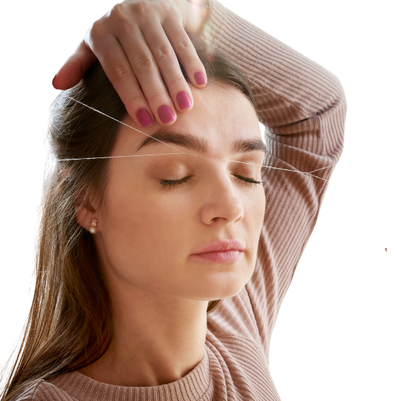 Brow and facial threading at Candibrows providing precise shaping and gentle hair removal